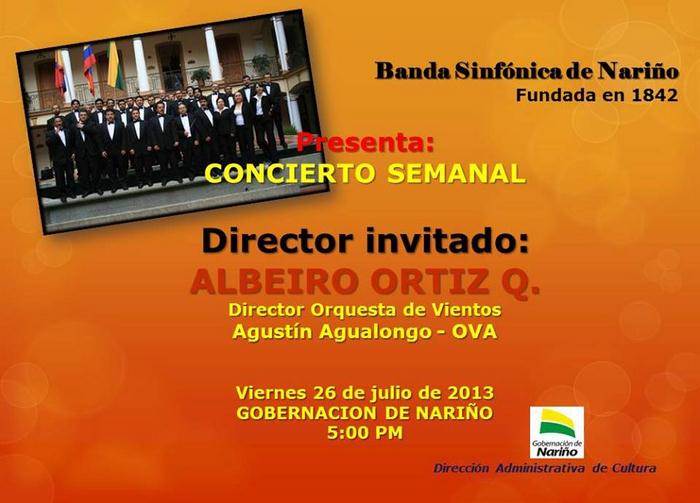 Concierto de la Banda Sinfónica Departamental en Gobernación de Nariño