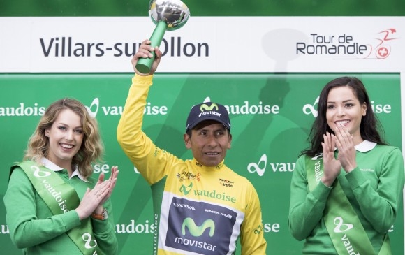 El ciclista colombiano Nairo Quintana se coronó campeón de la Vuelta a Romandía. FOTO AP