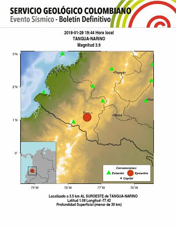 Temblor en Pasto, con epicentro en Tangua-Nariño