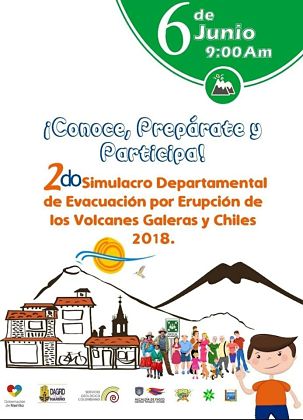 En Nariño, simulacro departamental de evacuación por erupción de los Volcanes Galeras y Chiles