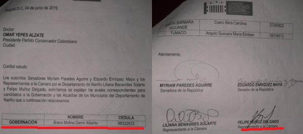 Felipe Muñoz avaló a candidato conservador a la Gobernación