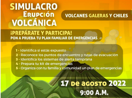 Inicia la preparación de simulacro regional por erupción de los volcanes Galeras y Chiles