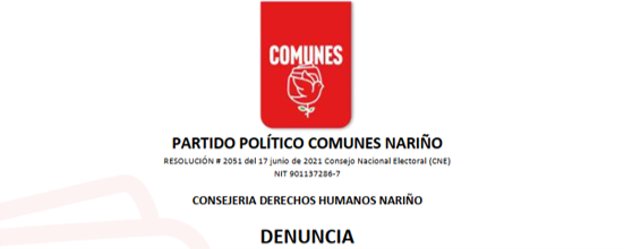 Partido Comunes de Nariño denunció el asesinato de uno de sus militantes