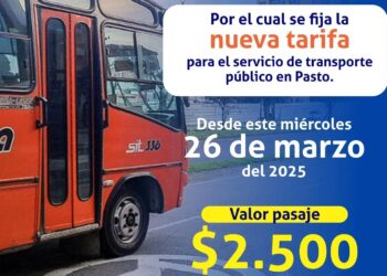 A través del decreto 0048 del 24 de marzo del 2025, la Alcaldía de Pasto fijó el incremento de la tarifa del transporte público en el municipio